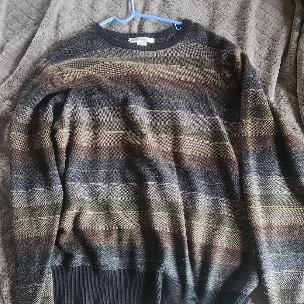Geoffrey Beene Men's Striped Sweater - Black, Brown, Green